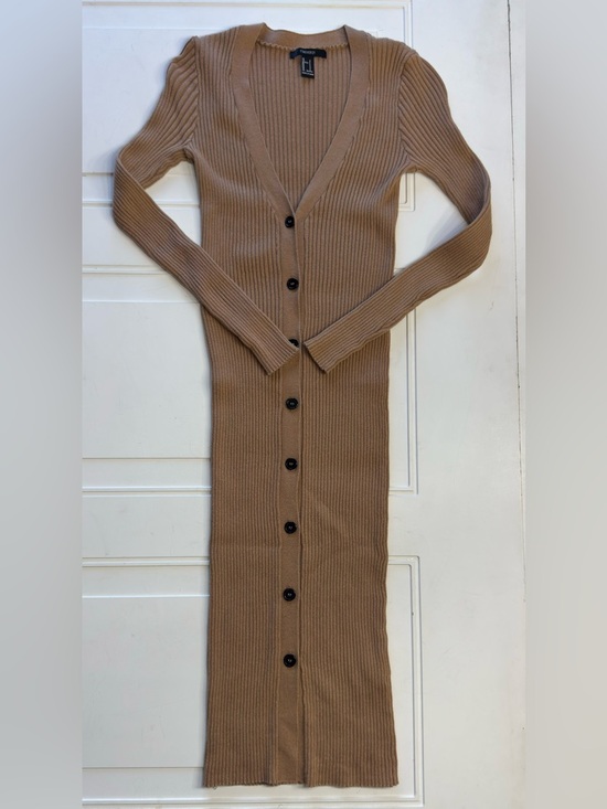 Forever 21 Dresses & Skirts - Forever 21 Women’s Sz S Brown Ribbed Super Stretchy Button Up Maxi Dress